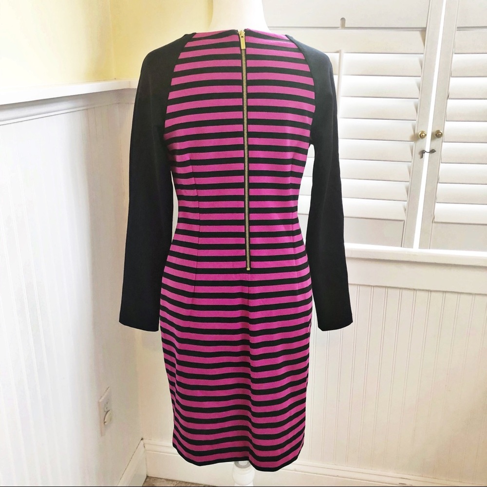 Michael Kors Pink & Black Striped Shift Dress Sz 8 - Picture 2 of 6